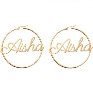 Pendientes Personalizados de Acero Inoxidable 316L con Baño de Oro PVD de 14k/18k, Antideslustre, con Letras, Joyería Fina, Pendientes de Moda con Nombre para Mujer - Product Image 6