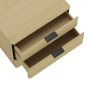 Comodino in legno di quercia naturale con tre cassetti, mobile moderno per camera da letto - Product Image 5