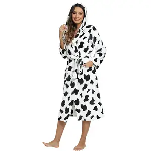 Custom Quente Mulheres Com Capuz Roupões Soft Plush Robe Sleepwear