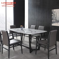 Table à manger rectangulaire en bois massif style italien moderne minimaliste avec chaises, mobilier de maison