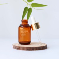 Flacon en plastique ambré de luxe de 30 ml avec compte-gouttes doré pour huile essentielle cosmétique, parfum, utilisation en voyage
