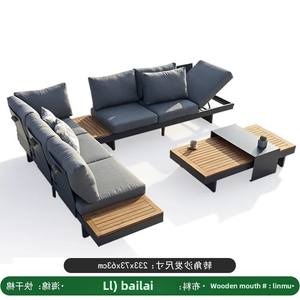 Tavolo da caffè in Rattan impermeabile moderno in legno massello, - Product Image 6