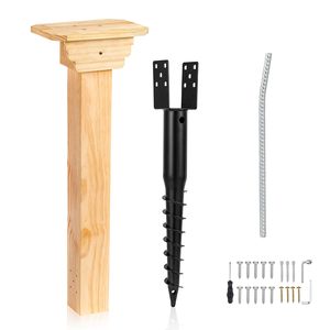 Kit de montage pour bibliothèque compacte, ancrage au sol sans crevaison, <span class=keywords><strong>poteau</strong></span> en bois et support étanches 4x4x31,5 pouces, installation facile pour usage extérieur - Product Image 1
