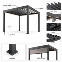 Pergola OEM avec toit à lames motorisées, télécommande, protection UV, en aluminium, étanche, installation facile, pour jardin chinois