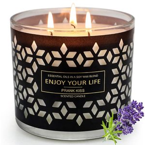 3 Wick Large Jar with Lid 14 oz Soy Wax with and Wood for Home Fragrance Gift candles scented luxury private label