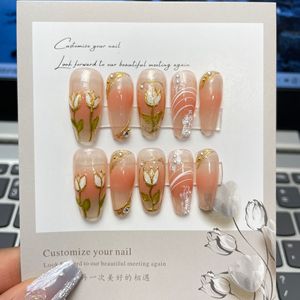Diseño #48/#352 Fábrica Nuevo diseño Ataúd Arte 3D Tulipán hecho a mano Cubierta completa Prensa en las <span class=keywords><strong>uñas</strong></span> Larga duración 10 piezas <span class=keywords><strong>Uñas</strong></span> postizas - Product Image 3