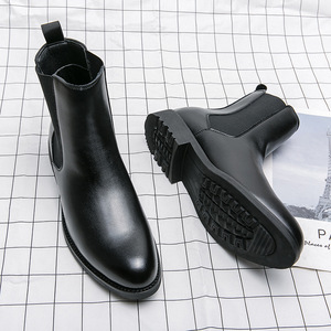 Bottes avec logo personnalisé Chaussures pour hommes Bottes en cuir artificiel Bottes <span class=keywords><strong>Chelsea</strong></span> décontractées d'hiver avec doublure en fourrure pour hommes - Product Image 3