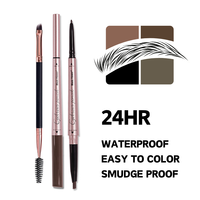 Crayon à sourcils double embout 2-en-1 avec brosse, kit de teinture pour sourcils imperméable longue tenue, crayon à sourcils professionnel avec brosse