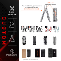 Pince multifonction compacte pliable en acier inoxydable de qualité industrielle avec lame de scie, lime, tournevis, couteau, clé OEM noire pour véhicule