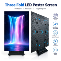 Écran d'affichage publicitaire LED pliable autoportant à trois volets P1.86, signalétique intérieure, écran d'affichage publicitaire mobile
