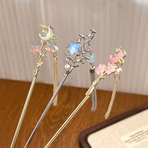 Chinese Style <b>Sweet</b> Women's Vintage <b>Flower</b> Tassel Zinc Alloy Hairpin with Clear Floral Pearl Jewelry - Product Image 1