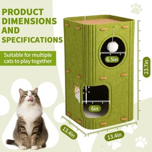 Thickened 2-Layer Felt Cat <b>Bed</b> Soft Washable Pet Cave with Removable Cover Orthopedic Polyester Fill for Indoor Cats Animals - Product Image 2
