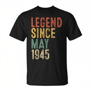 Camiseta Legend Since May 1945, regalo de cumpleaños número 80 para hombres, adultos, manga corta, cuello redondo, serigrafía - Product Image 2