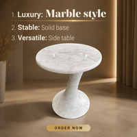 Table basse en marbre blanc Bianco Carrara poli, design unique et personnalisé, en pierre naturelle, pour salon