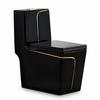 WC monobloc à siphon carré, en céramique avec ligne dorée, Vente chaude, Sanitaires modernes pour salle de bain