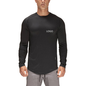 T-shirt à manches longues raglan pour homme, coupe slim, en coton uni avec motif écossais, impression personnalisée - Product Image 2