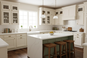 QUARTZ VIETNAMIEN CALACATTA MIST LINE, épaisseur 20 mm, GRANDE DÉCOUPE, APPLICATIONS MODERNEES POUR CUISINES, SALLES DE BAIN ET HÔPITAUX, avec CONCEPTION DE MODÈLE 3D - Product Image 5