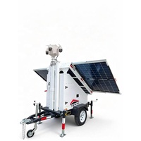 Remorque de sécurité solaire à panneaux photovoltaïques à installation rapide avec caméra et mât manuel de 6 mètres pour la surveillance des parkings