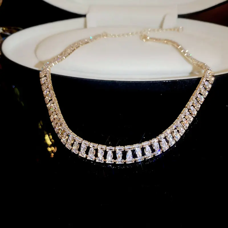 Western Water Drop Zircon Fashion Necklace Set Chic Jewelry for Women