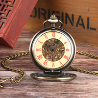 Montre de poche mécanique vintage steampunk, style ancien, demi-chasseur, à remontage manuel, avec chiffres romains