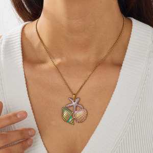 Summer Hawaiian Trendy Pendant Necklaces 316L Stainless Steel Jewelry 14k 18k Pvd Gold Plated Sea Seashell Necklace for Women - Product Image 3