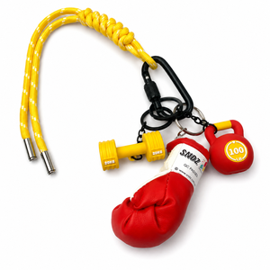 Llavero deportivo con colgante de mancuerna, pesa rusa y guante de boxeo, mosquetón, accesorio de moda ligero de plástico y metal - Product Image 1