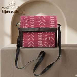 Handmade <b>Rug</b> Fabric Box Sling Bag Block Print <b>Boho</b> Shoulder Bag Rexine Vegan Leather Small Purse - Product Image 6