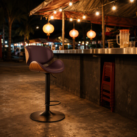 Chaise de bar moderne pivotante, tabouret de comptoir avec siège rembourré, dossier en bois, hauteur réglable pour îlot de cuisine, salle à manger