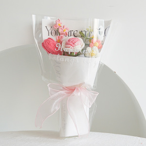 DAMAI Ramo de Flores Tejidas a Mano, Flores de Ganchillo, Rosa Azul, Tulipán, Margarita, Flores Artificiales para el Día de San Valentín, Cumpleaños, Regalo de Boda - Product Image 3
