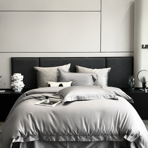 Parure <span class=keywords><strong>de</strong></span> <span class=keywords><strong>lit</strong></span> 4 pièces en coton longues fibres 140 fils, texture douce et naturelle, personnalisable, couleur unie, design minimaliste, qualité cinq étoiles - Product Image 6