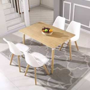 Modern <b>4</b>-Seater Restaurant <b>Set</b> Popular Sale MDF Wooden Table with <b>4</b> Seater Plastic <b>Dining</b> <b>Chair</b> for Hotels - Product Image 5