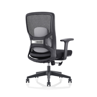 Chaise de bureau ergonomique pivotante pour manager avec cadre noir personnalisé, accoudoirs relevables, chaise de bureau exécutive pivotante en maille