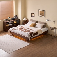 Lit de rangement relevable en bois de bouleau, style nordique minimaliste, grand espace de rangement dissimulé, idéal pour appartement