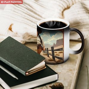 Mug à changement de couleur 11oz en céramique noire givrée, vierge pour sublimation, idéal comme cadeau - Product Image 3