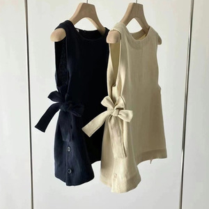 Débardeur d'été pour femme, col rond, design à nouer sur le côté, sans manches, tendance - Product Image 1