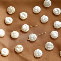 Perles rondes plates percées de 15 mm, perles de culture artificielles, matériaux faits à la main pour la fabrication de bijoux DIY, en vrac