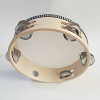 Custom Double Row Tambourine 6 Inch 8 Inch 10 Inch Percussion Musical Instruments Wooden Wedding Tambourines with Metal Jingles