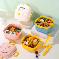 Fiambrera Bento de plástico a prueba de fugas para niños con 3 compartimentos Fiambrera Bento portátil sin Bpa para alimentos de grado alimenticio para niños