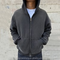 OEM Veste réversible zippée camouflage vintage oversize à épaules tombantes pour homme, et Hoodie court coupe carrée en tricot gaufré camouflage délavé à l'acide pour homme
