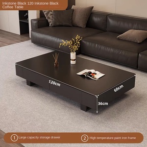 Combinación de Mesa de Centro y Mueble de TV de Madera Minimalista Estilo Crema con Losa de Roca para Sala de Estar - Product Image 6