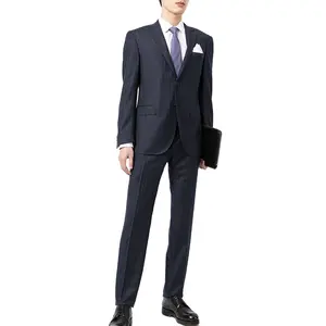 Blue pinstripe front button Classic lapel slim cut pinstripe single-breasted suit for men