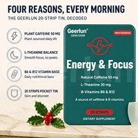 OEM ODM L-Théanine Vitamines B6 B12 Dissolvables en Film Oral Saveur Wintergreen Énergie & Concentration Bandes de Caféine Supplément Vente en Gros