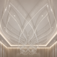 Lustre suspendu en cristal LED de luxe en forme de goutte d'eau pour hall d'hôtel, salle de banquet, projet personnalisé
