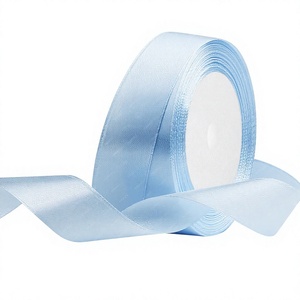 Light Blue Satin <b>Ribbon</b> 1-1/2 Inch Wide Solid Color Woven Gift Packaging Single Face <b>Ribbons</b> - Product Image 2