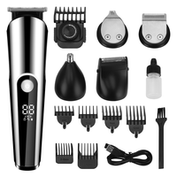 PRITECH – tondeuse à cheveux professionnelle Rechargeable sans fil pour hommes, avec écran Led de verrouillage de voyage 5 en 1, ensemble de toilettage IPX6