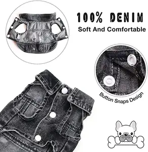 Evcil köpek kıyafeti kot ceket serin mavi Denim ceket küçük orta köpekler yaka yelekler klasik Hoodies yavru Vintage yıkanmış giysiler