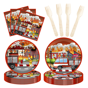 Suministros para Fiesta de Cumpleaños de Camión de Bomberos DAMAI, Decoraciones para Fiesta de Cumpleaños de Camión de Bomberos, Incluye Platos y Juego de Vajilla - Product Image 1