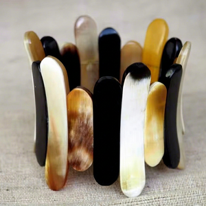 Bracelets en corne de buffle polie de grande taille, écologiques, faits à la main, style bohème, bijoux de mariage pour filles, mignons - Product Image 1
