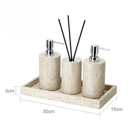 Ensemble de 48 articles de toilette vides en marbre naturel et travertin, style Wabi Sabi, à combinaison libre, pour salle de bain