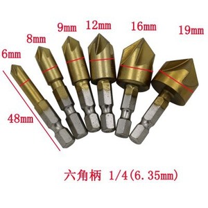 ชุดเครื่องมือลบมุมหกเหลี่ยมห้าใบมีด 90 องศา สำหรับงานไม้ ขนาด 6 มม.-19 มม. จำนวน 6 ชิ้น ขายส่ง - Product Image 3